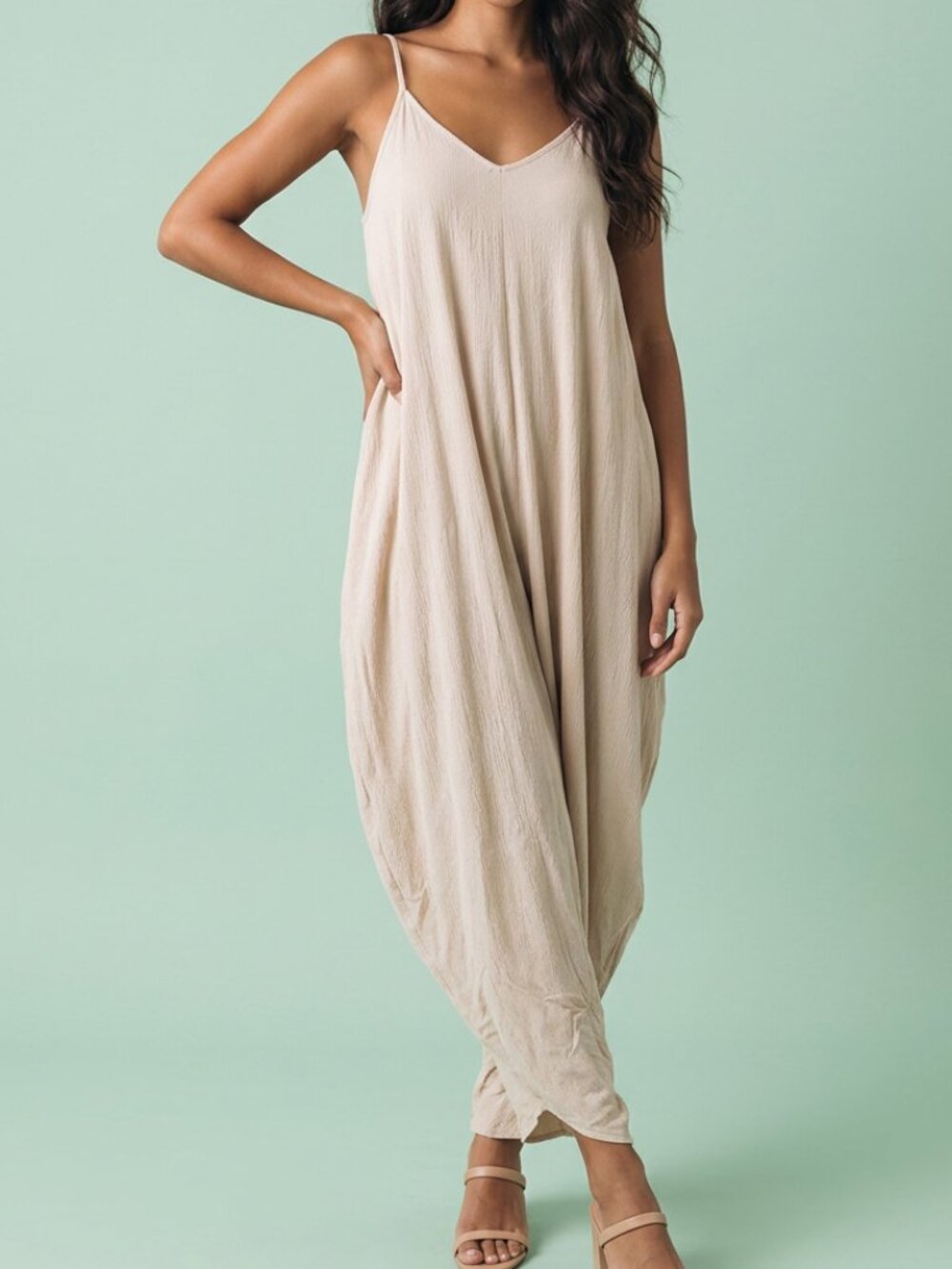 🌴 LoveStitch Boho Nude Flowy Dress — Size S/M